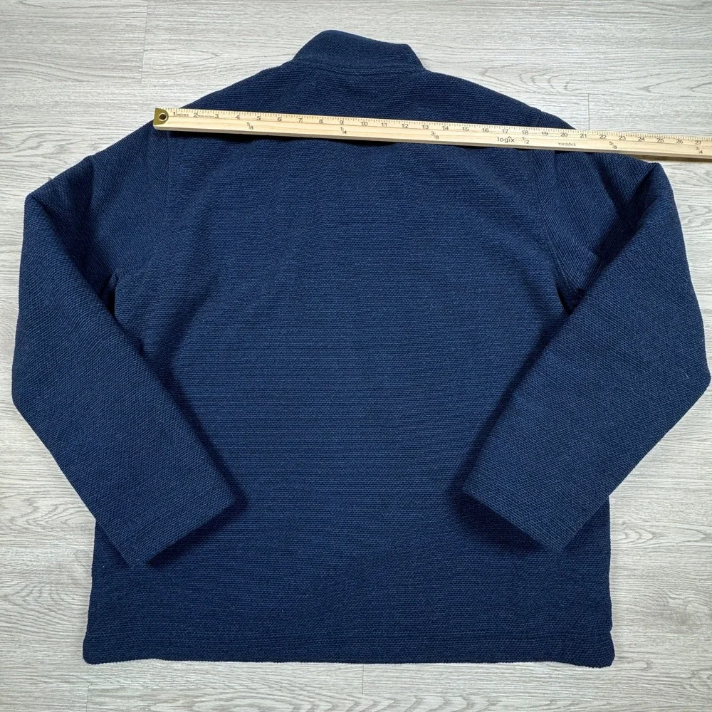 Orvis Men Quarter Zip Pullover Navy‎ Blue Large Sherpa Lined Knit Sweater